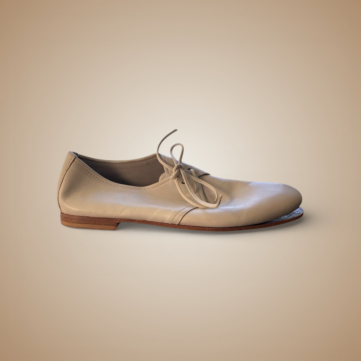 Alberto Fermani dress shoes before restoration — worn and scuffed leather